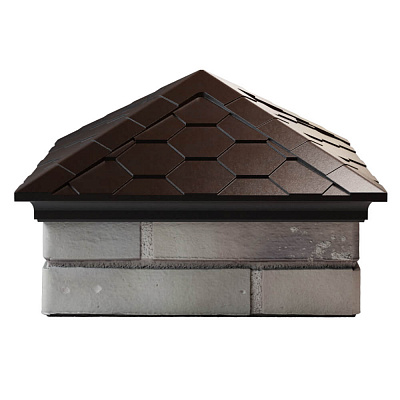 Колпак на столб забора EVEREST Коричневый 1,5х1,5 кирпича Черепица размер под посадку 390х390мм