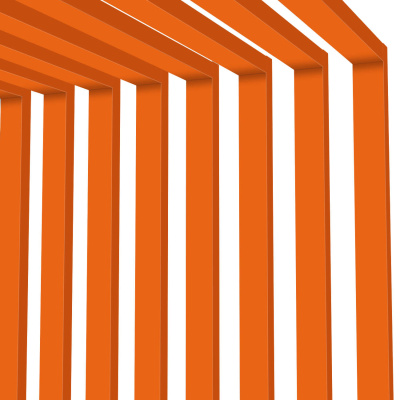 Декоративная рейка металлическая RAL2004 Апельсин на стенах и потолке в сборе