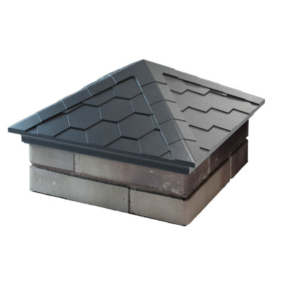 Колпак на столб забора Серый 1,5х1,5 кирпича Черепица размер под посадку 390х390мм фото 2